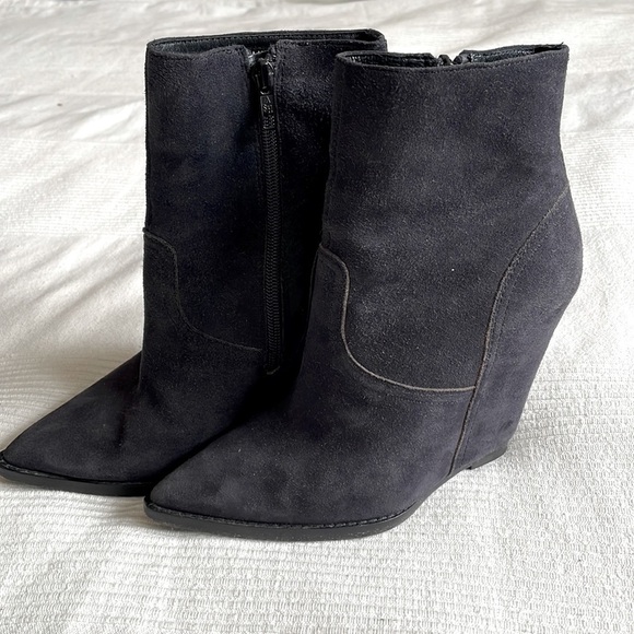 ASH Jasmin Suede Black Blue Wedge Booties Size EU 36 - Picture 2 of 8